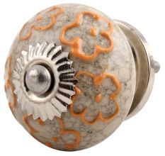 Mustard Floral Crackle Ceramic Dresser Knob Online